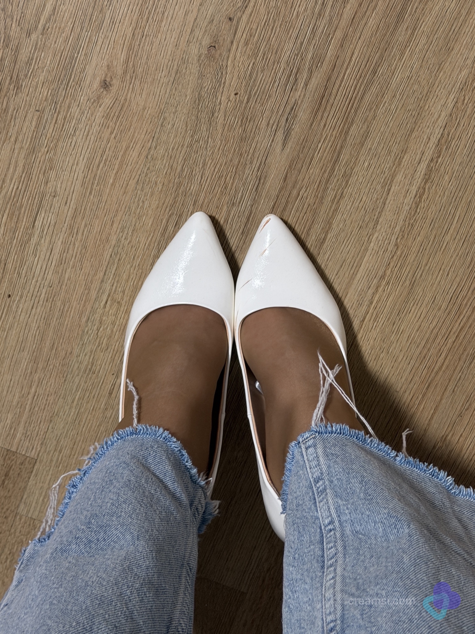 Weißen High Heel - Im Studio getragen
